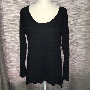 ROCK & REPUBLIC BLACK SHIMMER CREW NECK SWEATER